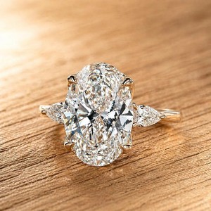 Oval & Pear Natural Diamond Ring DEF Color VS VVS Clarity IGI Certified 10K 14K 18K Solid Gold <b>Three</b> Stone Ring Engagement Ring - Product Image 1