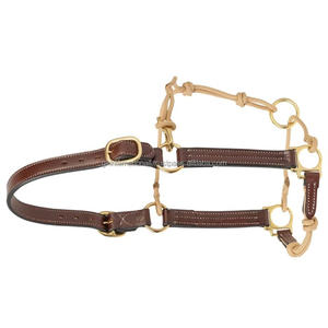 Bridon et harnais de cheval réglables en cuir et nylon, durables et confortables, avec sangle en toile. - Product Image 5