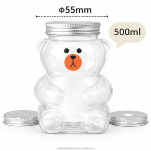 Botella de Plástico PET de Alta Calidad con Forma de Oso, Tapa de Aluminio, Impresión Serigráfica, Modelo GL500-33 para Té con Leche, Cerveza, Varios Tamaños - Product Image 3