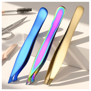 Pinzas para Cejas Inclinadas de Precisión, Pinzas de Acero Inoxidable con Punta Inclinada, Herramienta Profesional para Dar Forma a las Cejas y Depilar - Product Image 1