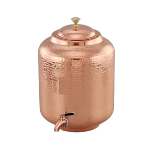 Handmade 100% Pure <b>Copper</b> Water Dispenser 5L with Iron Stand & Glasses Hammered Ayurvedic <b>Copper</b> Pot for Natural Water Purify - Product Image 4