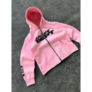 Sweat à capuche zippé épais brodé sur mesure pour homme, coupe oversize, fermeture éclair bidirectionnelle, sweat uni vierge avec personnalisation de la fermeture éclair - Product Image 1