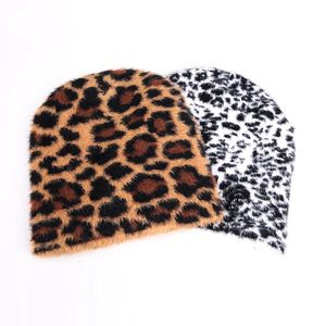 Unisex Leopard Print Faux Fur Beanie Hat Plush <b>Winter</b> <b>Cap</b> Casual Style for Adults 56-58CM - Product Image 2
