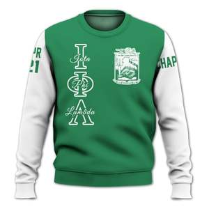 Sudadera Universitaria Personalizada Iota Phi Lambda, Verde Esmeralda y Blanco, con el Escudo de la Hermandad Griega, Sudadera con Capucha Personalizada para Mujer - Product Image 5