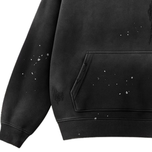 เสื้อฮู้ดดี้ผู้ชายสีดำทรงโอเวอร์ไซส์ ผ้าฟลีซคอตตอน มีฮู้ด ลายสาดสี สไตล์สตรีทแวร์ รับผลิตตามสั่ง ขายส่ง - Product Image 3