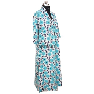 ชุดเดรสยาวผ้าฝ้ายน้ำหนักเบาพิมพ์ลายดอกไม้สไตล์เกาหลี, เดรสแม็กซี่ผ้าฝ้ายตกแต่งด้วยการเย็บปะติดมีกระดุมเสื้อผ้าฤดูร้อน - Product Image 5