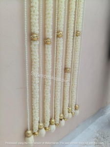 Decoración para el hogar, conjunto de telón de fondo de flores artificiales de Mogra y loto, guirnalda de Mogra con conjunto de decoración de telón de fondo de loto, conjunto floral de Mogra y loto - Product Image 1