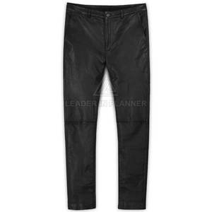 Pantalon en cuir pour homme sur mesure à prix de gros avec logo personnalisé, design unique, pantalon en cuir délavé pour homme - Product Image 5