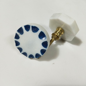 Tirador de cajón de armario verde martillado, Natural pomo de puerta de mármol, herrajes de Metal redondos rojos, tiradores y perillas para muebles de cocina - Product Image 4