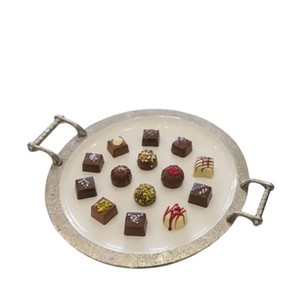 Plateau de service doré orné de luxe, élégant plateau à chocolats, plat à dessert, plateau à chocolats pour événements et occasions spéciales - Product Image 3