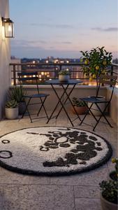 Tapis rond en laine tufté à la main, inspiré des phases lunaires, tendance, pour chambre à coucher, salon et décoration intérieure moderne - Product Image 2