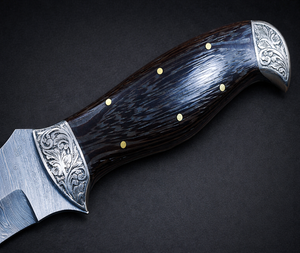 Cuchillo de Caza Hecho a Mano de Acero de Damasco con Mango de Madera de Wenge, Venta al Por Mayor Personalizada OEM - Product Image 3