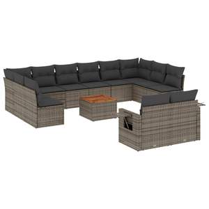 Conjunto de Sofás de Jardín de Ratán PE Gris con Reposabrazos Ajustables Grandes - Product Image 2