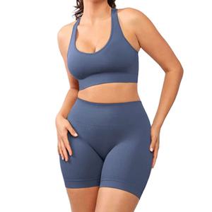 ชุดออกกำลังกายขาสั้นไร้รอยต่อสำหรับผู้หญิงชุดออกกำลังกายเล่นโยคะออกแบบได้เองมีกระดุมปักลาย - Product Image 1