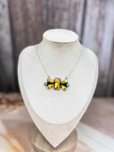 Handmade <b>Honey</b> Dahlia Kingman Turquoise Necklace Sterling Silver Boho Southwestern Jewelry Gift for Her - Product Image 1