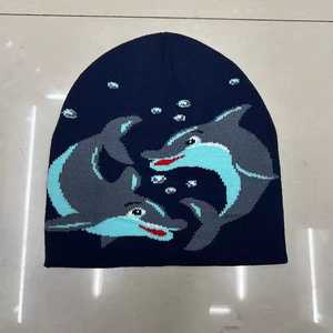 Gorro de Punto con Diseño Personalizado de Delfín, Unisex, Gorro de Invierno para Adultos, 100% Acrílico, Tejido a Máquina, Estilo Casual - Product Image 1