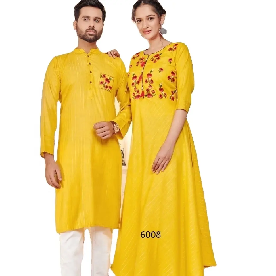 Kurta and Kurtis For Twining Couple this season for men and women casual and festive wear For Combo Offer Hot Selling Piece 2022
