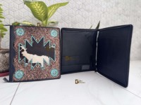 Carpeta de Negocios de Cuero Grabado a Mano de Diseño de Moda, Portafolio de Documentos con Piel, Tapa Dura, Regalo para Hombres y Mujeres