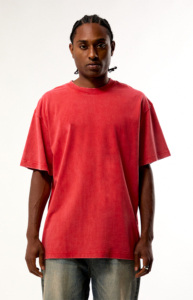 Nouveau design 2026 T-shirt col roulé à manches courtes en coton 100% coupe classique, délavé à l'acide rouge, imprimé dessin animé hip-hop tricoté sur le devant - Product Image 6
