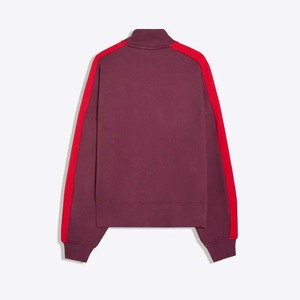 Custom Design Women's <b>Maroon</b> Track Suit Full Sleeve Zipper Jacket With Red Letter Print And Matching Pants Casual Autumn Wear - Product Image 2