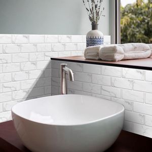 12 pezzi di marmo bianco Look Peel Stick PVC piastrelle autoadesive acqua resistente all'olio cucina bagno parete contemporanea - Product Image 5