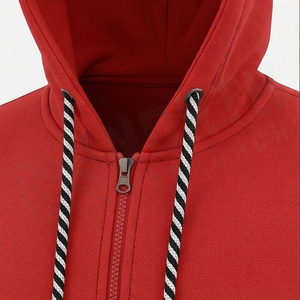Ensemble de survêtement rouge à capuche pour homme, sweat-shirt et pantalon décontractés à fermeture éclair, couleur unie, respirant, en coton, pour l'automne - Product Image 4