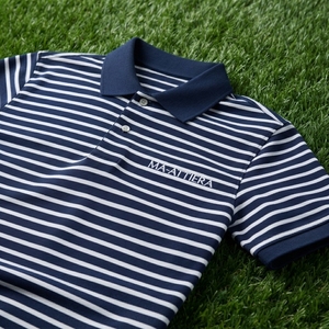 Polo personnalisé pour homme, bleu marine à rayures blanches, manches courtes, vêtements de sport de golf, uniforme de travail, OEM ODM, vente en gros - Product Image 5