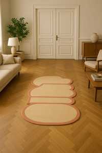 brown and orange color irregular edges unique pattern Washable Oval Area <b>Carpet</b> Pet Friendly Picnic - Product Image 4