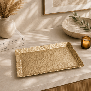 Élégant plateau de service ovale en or avec vaisselle de luxe à bord poli pour manger et se divertir - Product Image 6