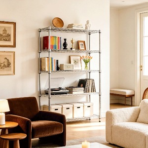 Modern 5 Tier Stainless Steel Silver Kitchen Shelf, Multi-Layer <b>Organizer</b> Rack for <b>Utensils</b> and Household Storage at Best Price - Product Image 4