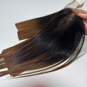 Extensions de cheveux humains alignés avec des cuticules droites à pointe brune avec fermeture à lacet transparente 2x4 - Product Image 5
