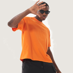 Men's Cotton/Bamboo Fiber Heavyweight Oversized T-shirt Custom Made Boxy Fit Blank Washed Front <b>Logo</b> Quick Dry Casual - Product Image 5