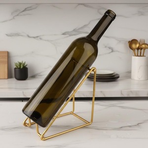 Gold Single Bottle Holder Stylish Wine <b>Rack</b> Ideal For Serving A Featured Wine Or <b>Drink</b> During Events Handcrafted From India - Product Image 1