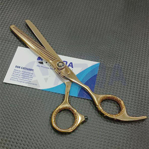 Ciseaux à effiler les cheveux en acier inoxydable plaqué or avec dents pointues pour usage professionnel en salon et coiffure - Product Image 4