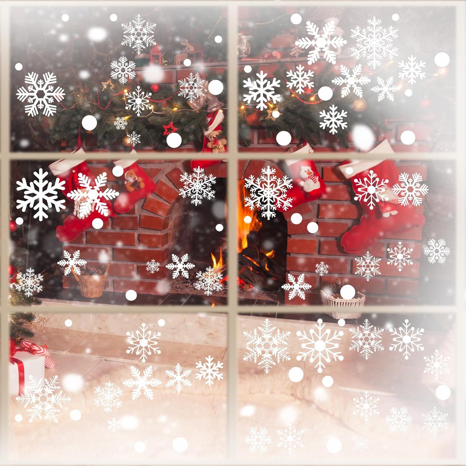 Snowflake Window Clings Color
