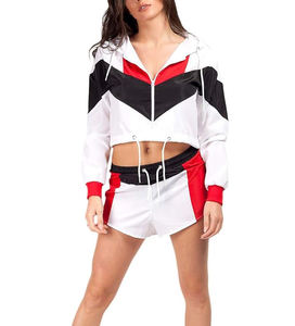 Conjunto Deportivo de 2 Piezas para Mujer, Chaqueta Cortavientos y Pantalón, Estilo Urbano, Ligero, Holgado, de Nailon Liso - Product Image 2
