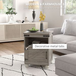 Tavolino Laterale Moderno in Stile Fattoria Grigio con Vano Portaoggetti e Ripiano Aperto, Gambe in Legno - Product Image 6