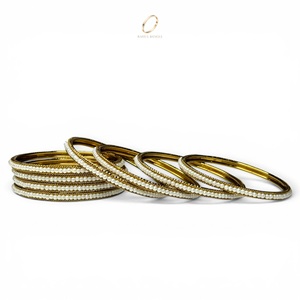 Juego de Brazaletes de Perlas Chapadas en Oro de Alta Calidad Directo de Fábrica para Mujer, Joyería de Moda India Premium para Bodas, Precio al por Mayor - Product Image 4