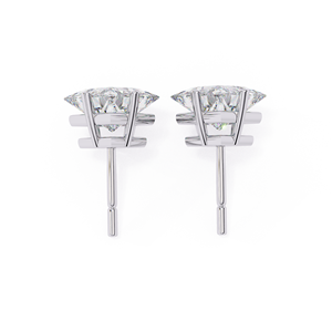 Boucles d'oreilles clous REYES minimalistes en argent sterling 925 avec moissanite taille princesse 2,5 carats, plaqué or blanc 14K et rhodium, bijoux fins - Product Image 6