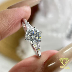Round Cut Moissanite Engagement <b>Ring</b> <b>Solitaire</b> Style Sterling <b>Silver</b> Bridal Wedding <b>Ring</b> Classic Luxury Fine Jewelry Gift - Product Image 2