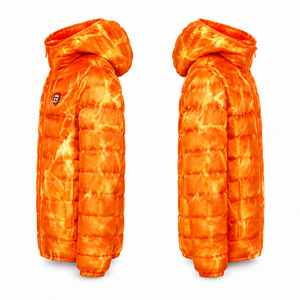 Wholesale Custom Mens Flame Print Hooded Puffer Jacket Quilted Winter <b>Bubble</b> <b>Coat</b> OEM Private Label Direct from Factory Blimpex - Product Image 5