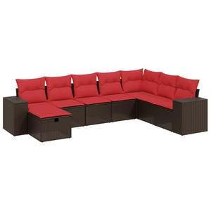 Juego de sofás de patio de ratán sintético marrón de 8 piezas con cojines, elegantes muebles de exterior - Product Image 2