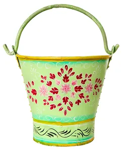 Lot de 3 paniers de rangement en fer forgé peints de motifs floraux pour jardin, ferme, maison, hôtel, entrée, console et décoration - Product Image 6