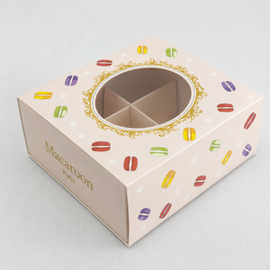 Biodegeadable Eco Paper <b>Box</b> Packaging Macaron 6 Grids Dividers Food Cardboard Grade Dessert <b>Box</b> With Window - Product Image 1