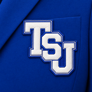 Custom Women’s Royal Blue Ruffle <b>Peplum</b> Blazer – Premium College, University, Sorority & Team Embroidered Formal <b>Jacket</b> - Product Image 6
