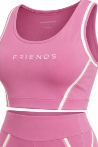 Ensemble de yoga rose 2 pièces : Crop top dos nageur à encolure dégagée et Legging taille haute avec bordure contrastante, sans couture, longueur intégrale, en Spandex et Polyester - Product Image 5