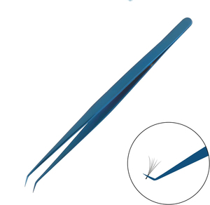 Pince à cils en titane bleu, revêtement coloré, pointe incurvée et pointue, en acier métallique, pour pédicure et soins des cils, pour femmes et hommes - Product Image 5