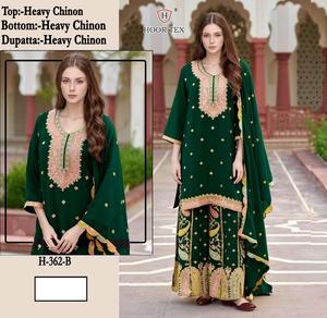 "Trending Heavy Chinon Gharara en tamaño 5XL con Dupatta, parte inferior de tamaño libre y Santoon Inner Ultimate Elegance" - Product Image 4