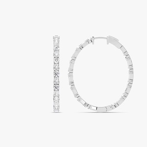 Pendientes de Aro con Diamantes Cultivados en Laboratorio en Forma de Esmeralda Redonda de 5CTW, en Oro Blanco de 14K, Certificados por IGI, para Mujer, Estilo Moderno HIPHOPSTAR - Product Image 1