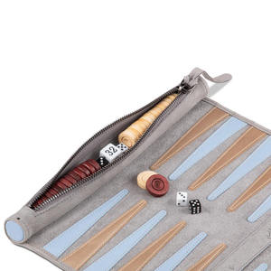 High-Quality PU Leather Roll up Leather <b>Backgammon</b> Set Luxury Chess Roll-Up Game Set Foldable Leather <b>Backgammon</b> Set - Product Image 5